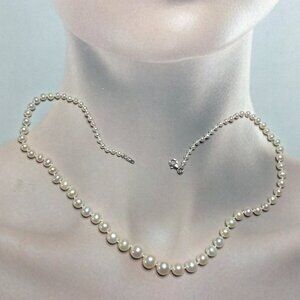 White Round Graduated Cultured Pearl Necklace